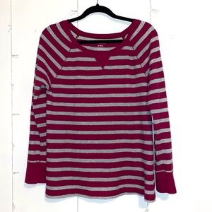 Old Navy Long Sleeve Maroon/Gray striped Shirt